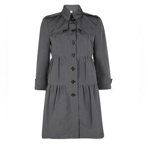 Burberry Gray Chic Edgy Feminine Coquette Girl Babydoll Tiered Trench Size 2